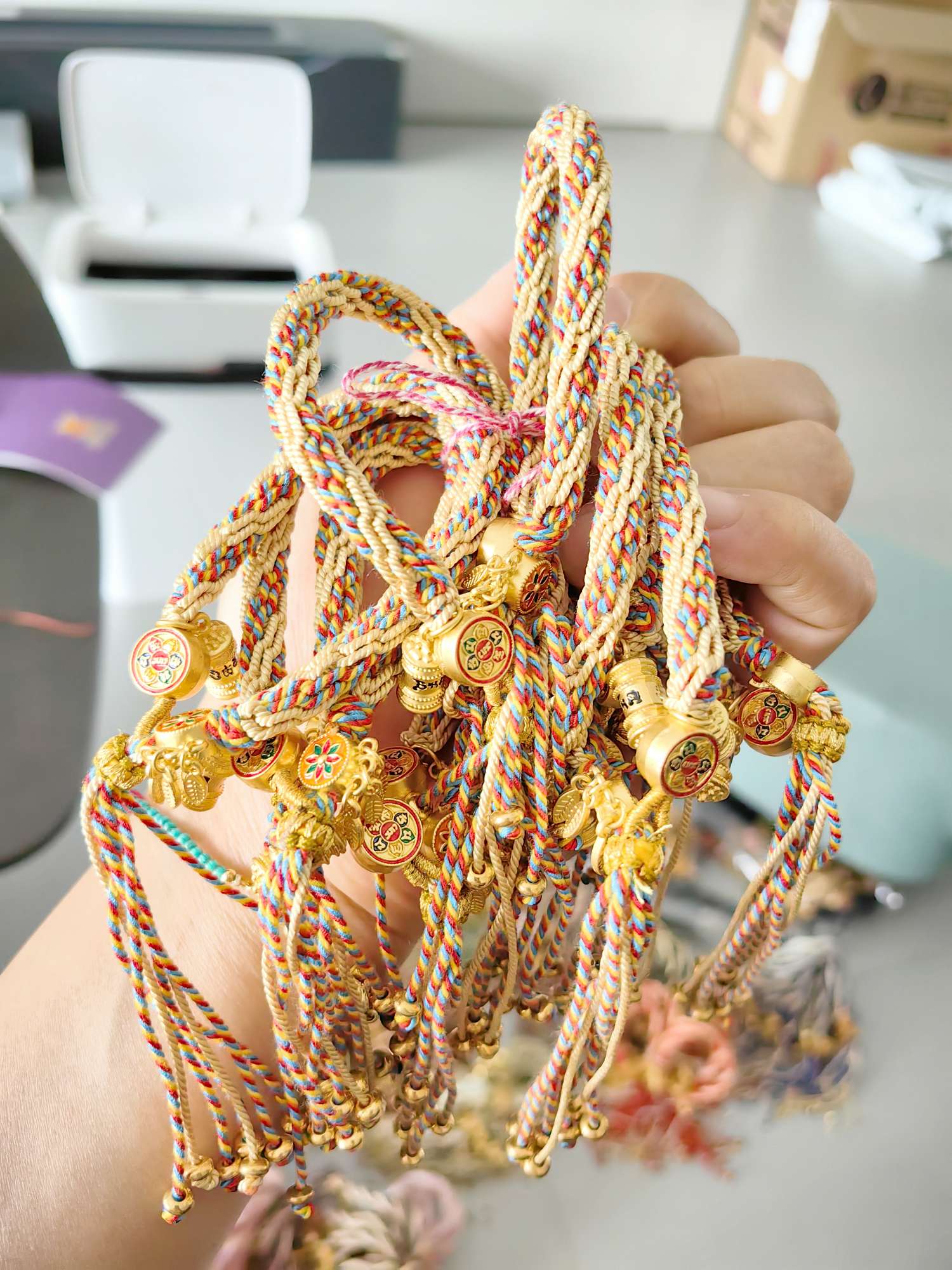 藏式轮回绳手绳包挂绳手机绳景泰蓝编绳产品图