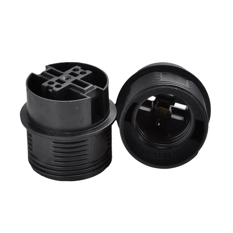 Amazon E27 card-type half-tooth lamp socket home decoration lighting plastic single ring E27 half-tooth lamp head wholesale Item Picture