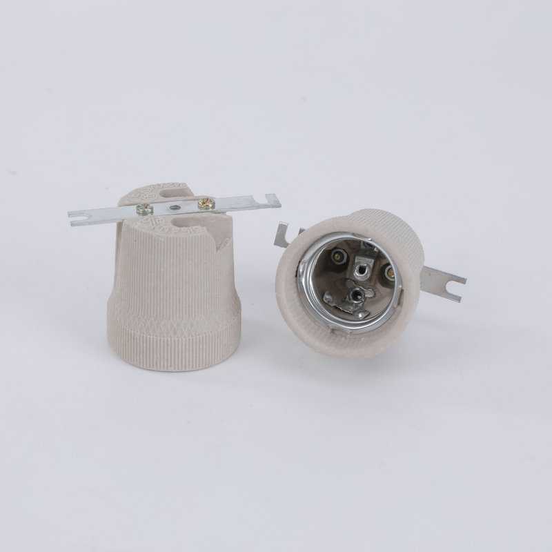 E27 ceramic bell-shaped lamp holder with bracket ceramic ceiling lamp accessory E27 lamp head in stock details Picture