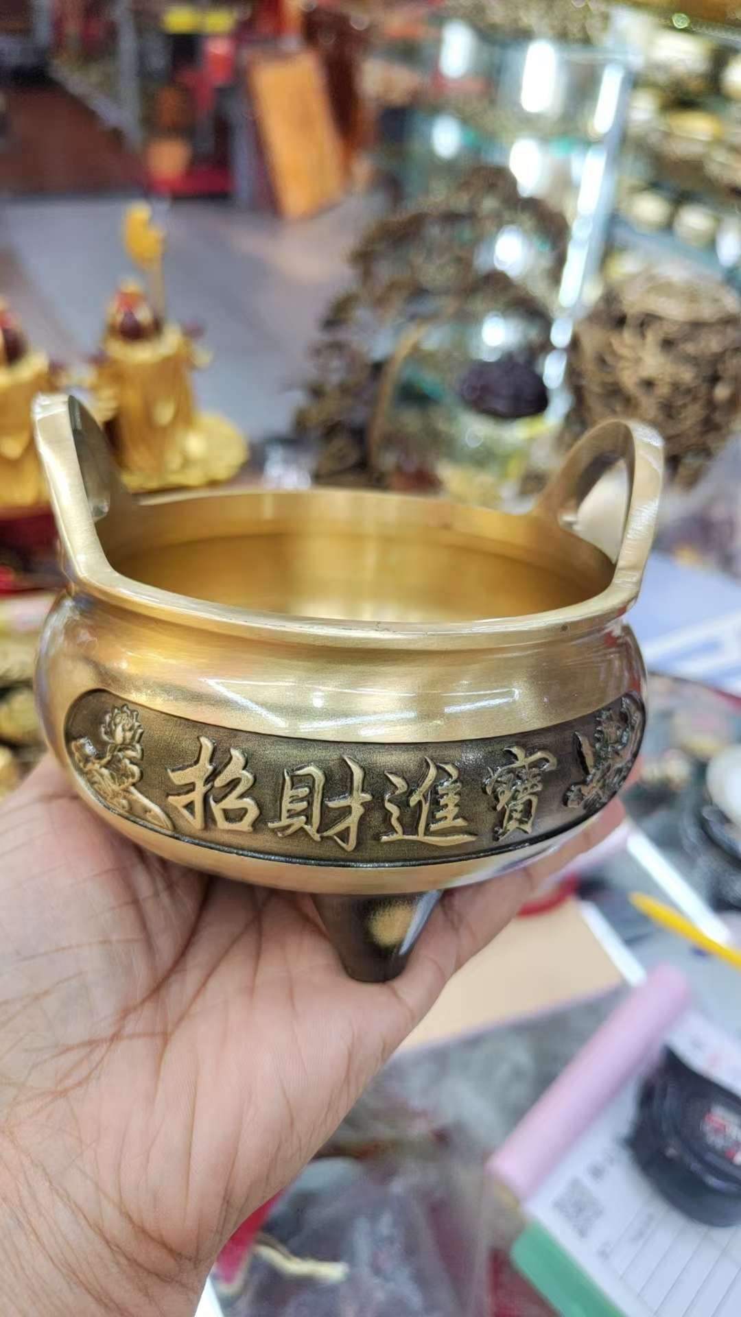 实心黄铜五帝钱五铢钱珐琅彩蛋工艺品礼品金属葫芦摆件香炉