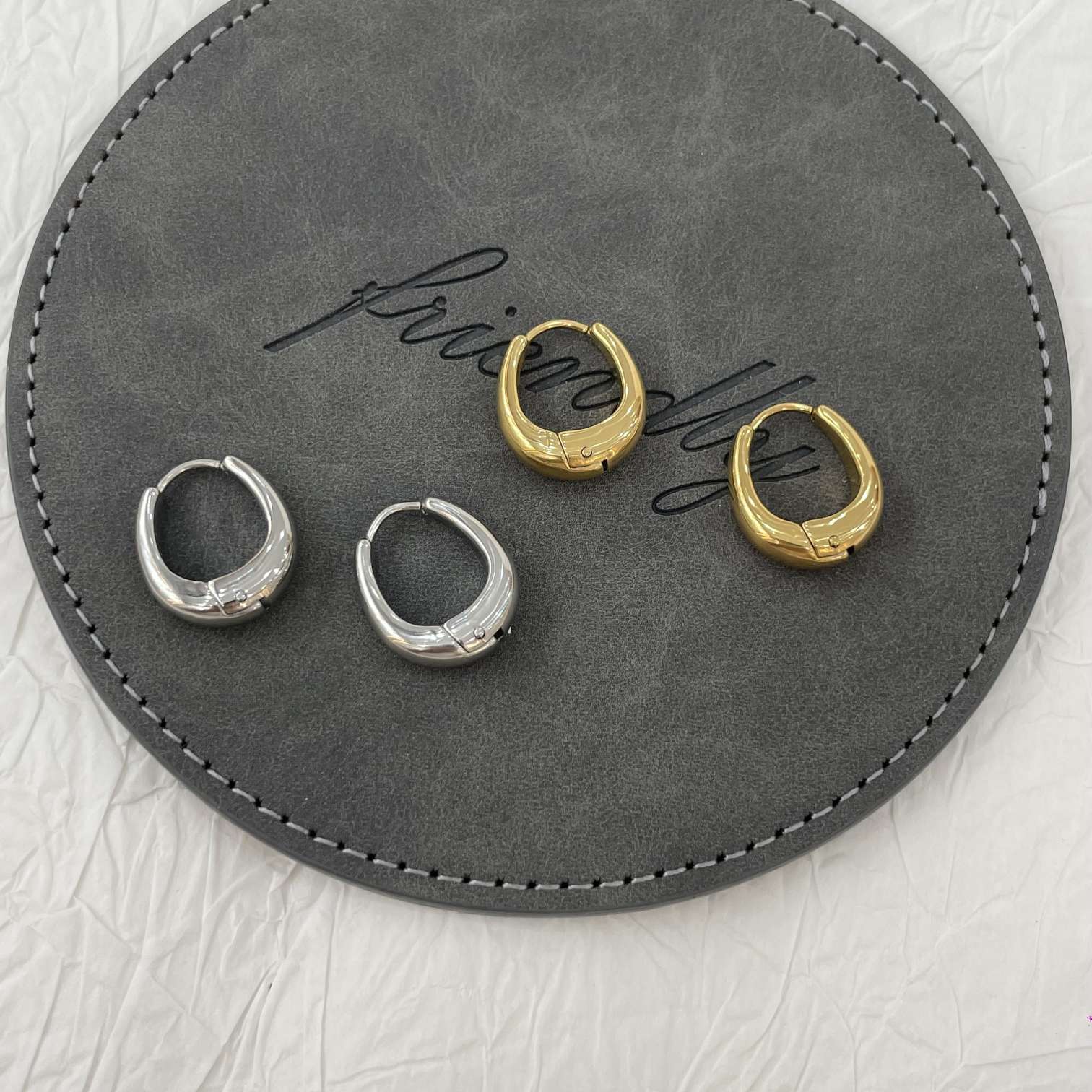 钛钢耳扣 保色耳环 不易掉色 光面百搭 