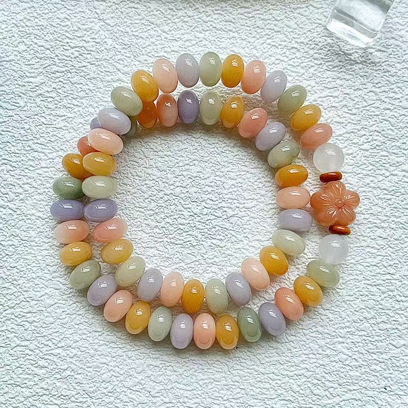 Natural and colorful Bodhi bracelet, single-circle hand-held abacus beads, full of blessings, cultural and artistic bracelets, Buddhist beads and prayer beads, wholesale from street stalls details Picture