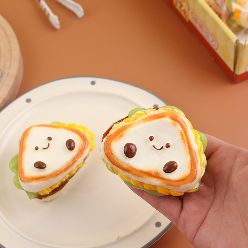 减压仿真食玩三明治面包儿童玩具捏捏乐发泄面包类TPR软料详情3