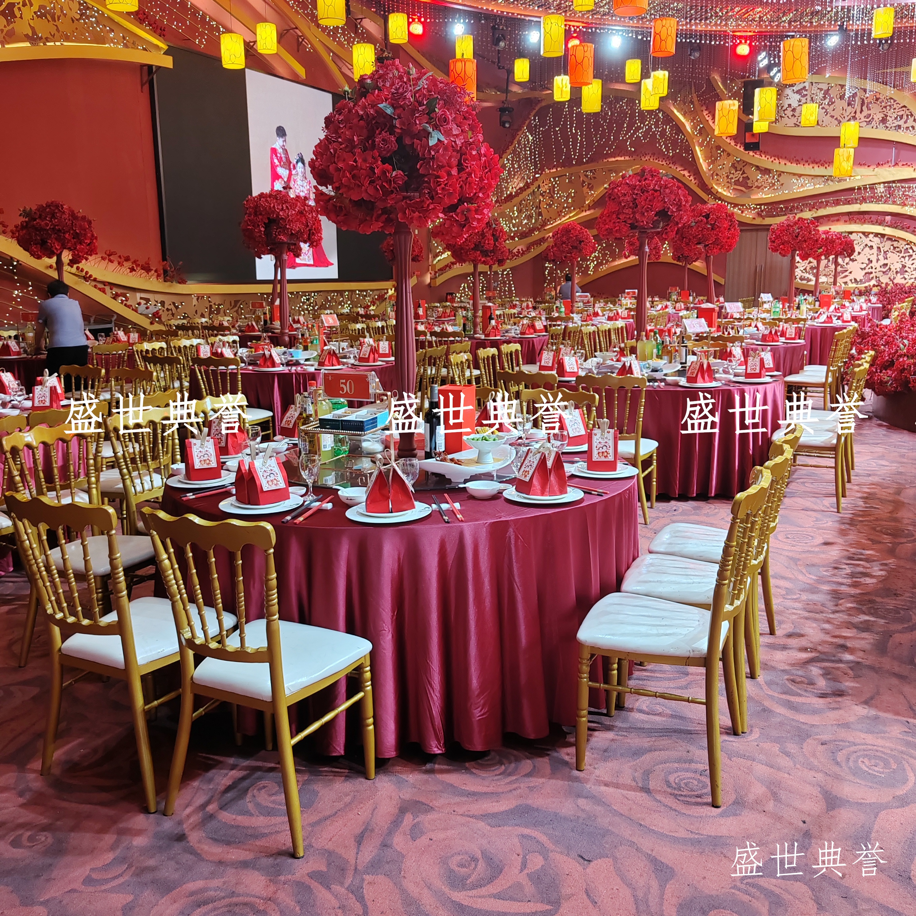 义乌外贸婚庆餐桌椅主题婚礼竹节椅宴会中心古堡椅酒店婚宴宴会椅