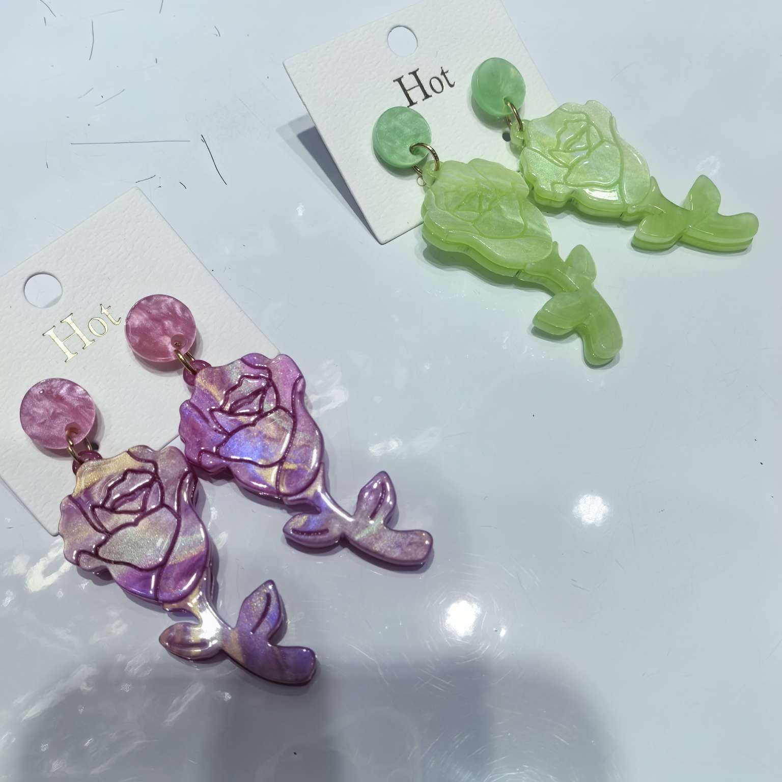 Flower ear studs, acrylic jewelry, sweet earrings, fashionable and simple, elegant ear studs, versatile girls' accessories, acrylic jewelry earrings, ear studs Item Picture
