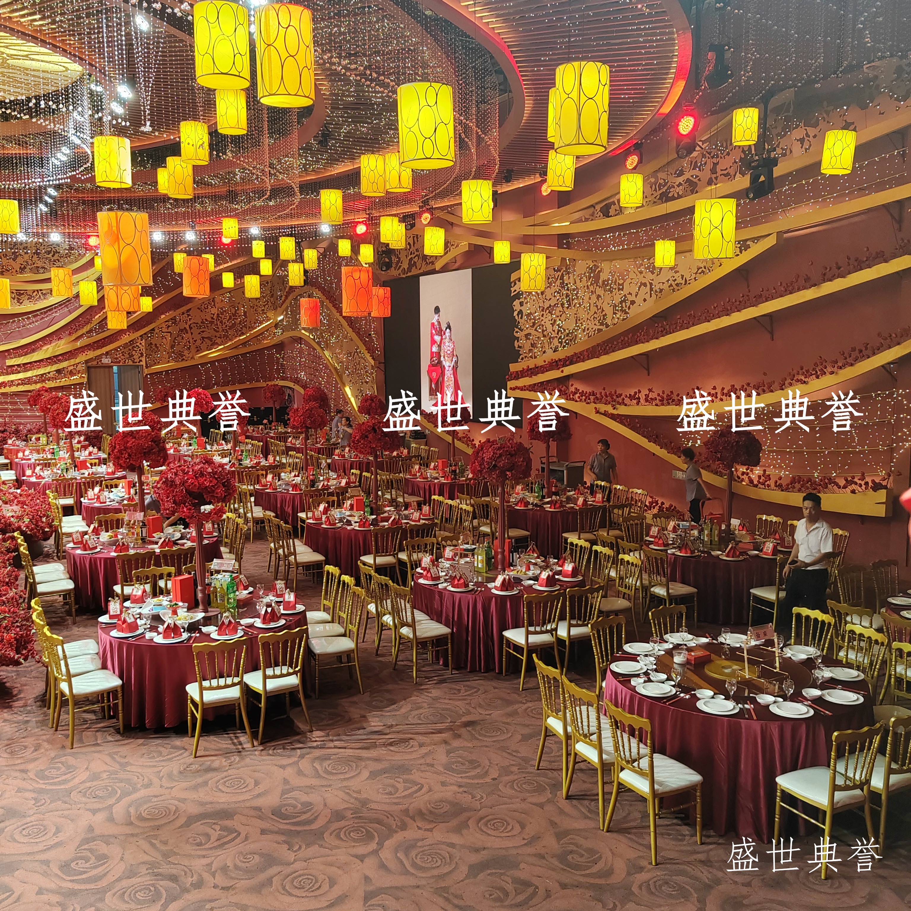 嘉兴国际酒店宴会餐桌椅宴会中心古堡椅外贸户外婚礼竹节椅酒店椅