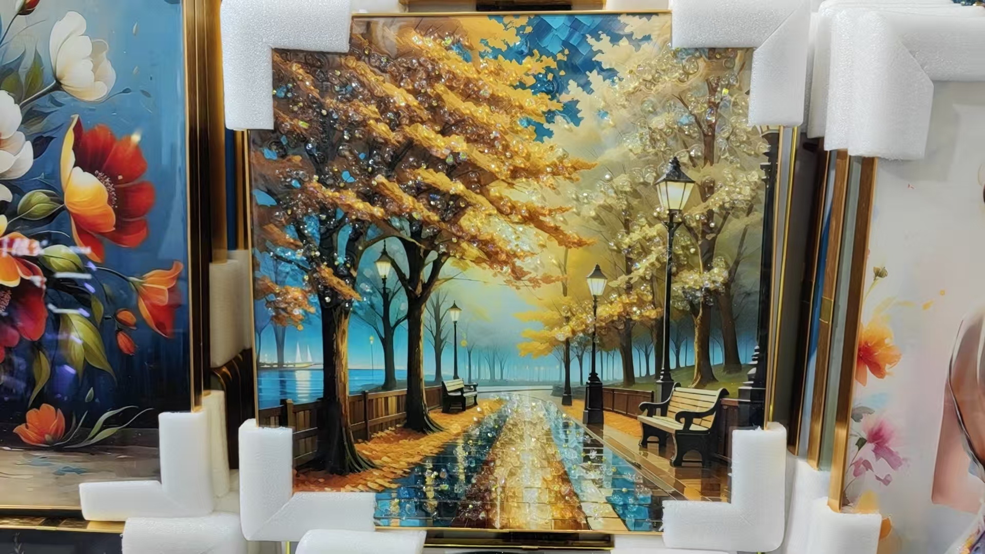 Wholesale of oil canvas cores for living room decorative paintings, cross-border exclusive supply, oil canvas wall hangings, entrance hall posters, and wall decoration flowers details Picture
