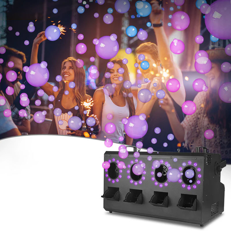 Factory direct sales LED double-wheel smoke bubble machine, four-hole smoke bubble integrated automatic machine, bar stage, wedding special performance prop Specification drawing