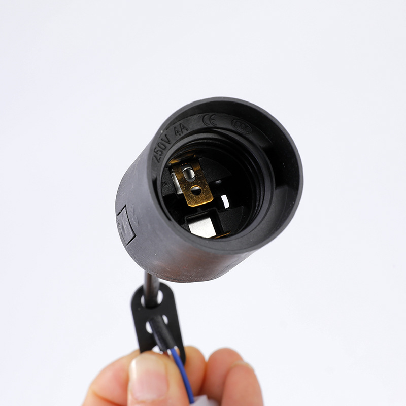 E27 screw-type lamp cap, European standard smooth body, cassette lamp cap, lamp base with wire terminal, chandelier accessory, lamp cap, lamp base details Picture