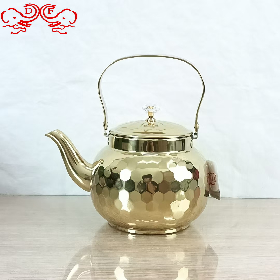 DF99359 stainless steel kettle, ribbed teapot, restaurant and hotel tea kettle with filter, household flower teapot, DF TRADINGHOUSE details Picture