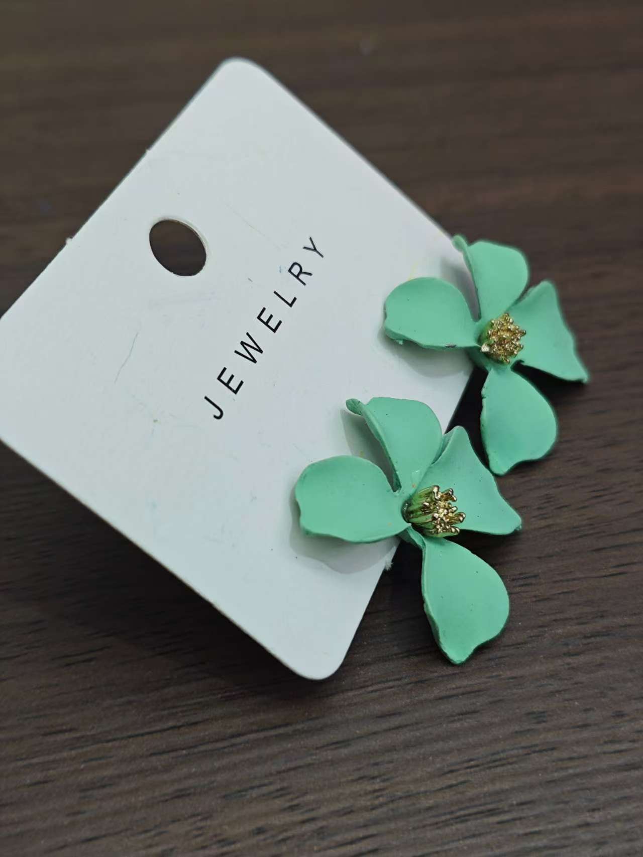 花朵绿色耳环时尚简约耳饰 精致百搭饰品 个性设计潮流耳环详情图3
