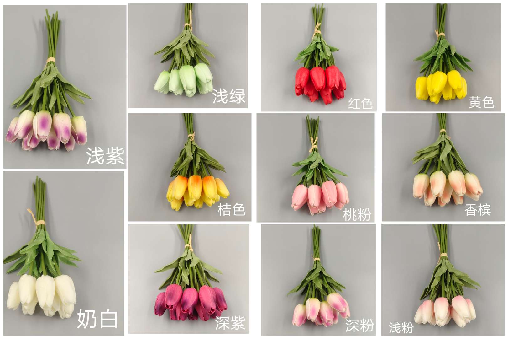 PU郁金香，迷你郁金香，仿真花，高档仿真包装盒编织花篮仿真花仿真花仿真花仿真花仿真花