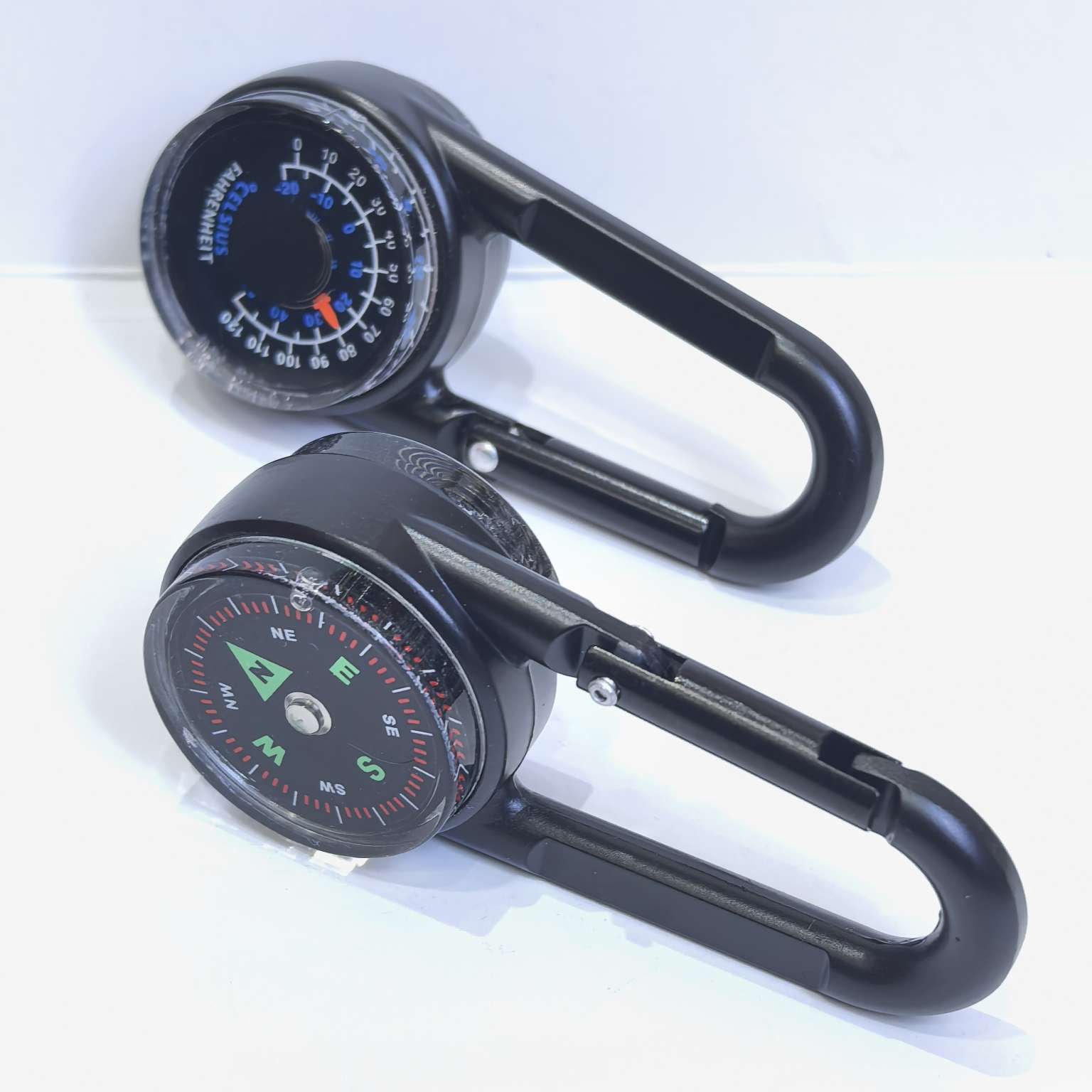 运动户外山地野营用品锌合金27mm双面登山扣指南针罗盘户外标识便携试挂件，