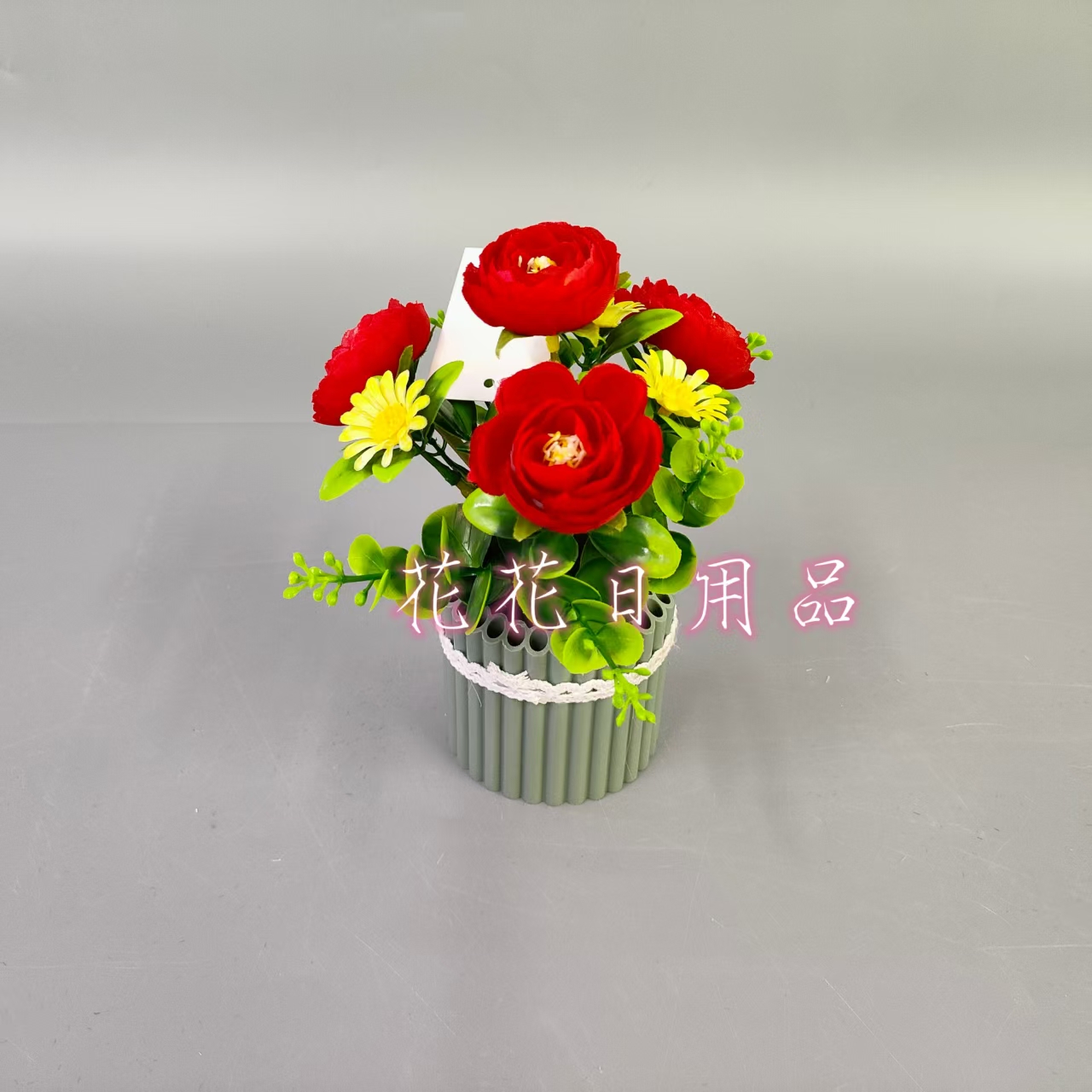Artificial flower, fake flower bonsai, plastic pot, peony flower bud decorative ornaments Application Scenario