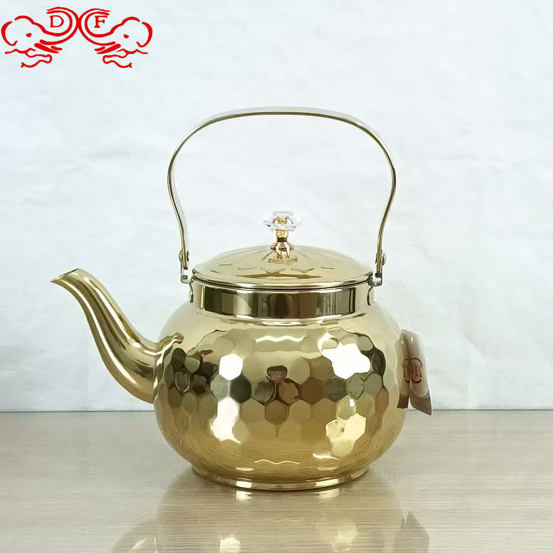 DF99359 stainless steel kettle, ribbed teapot, restaurant and hotel tea kettle with filter, household flower teapot, DF TRADINGHOUSE