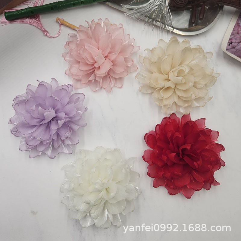 来料加工布花太阳花花芯山茶花小香风儿童头饰配件微景观玻璃罩圆柱形装饰花类配件