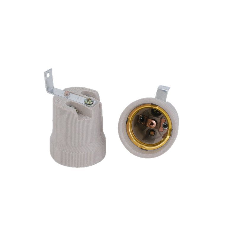 E27 ceramic bell-shaped lamp holder with bracket ceramic ceiling lamp accessory E27 lamp head in stock Specification image