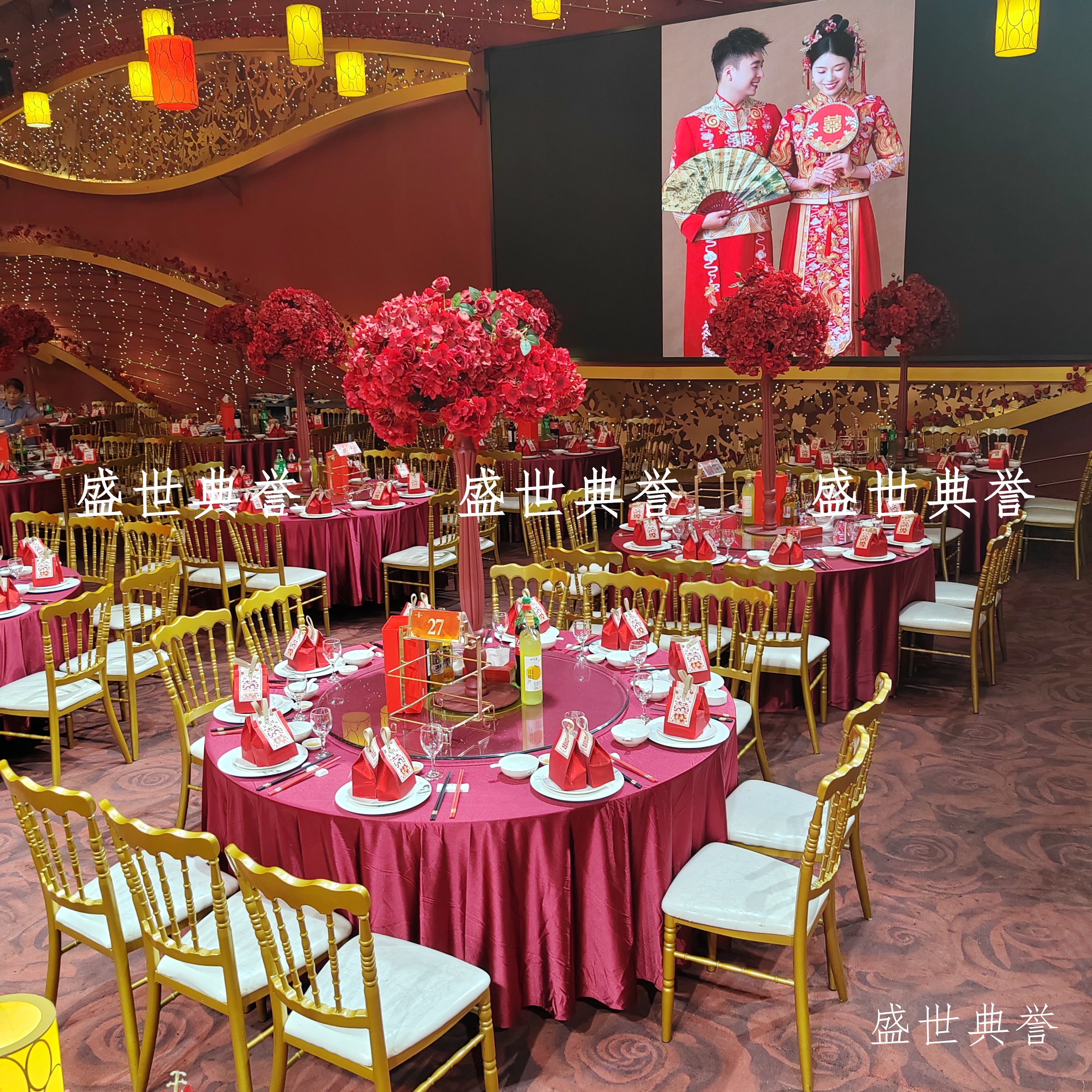 湖州国际酒店宴会桌椅宴会中心主题婚礼竹节椅外贸户外婚宴古堡椅
