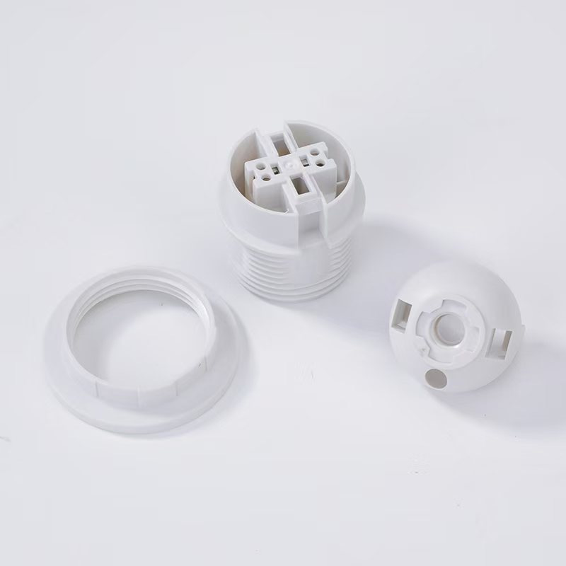 Amazon E27 card-type half-tooth lamp socket home decoration lighting plastic single ring E27 half-tooth lamp head wholesale Specification image