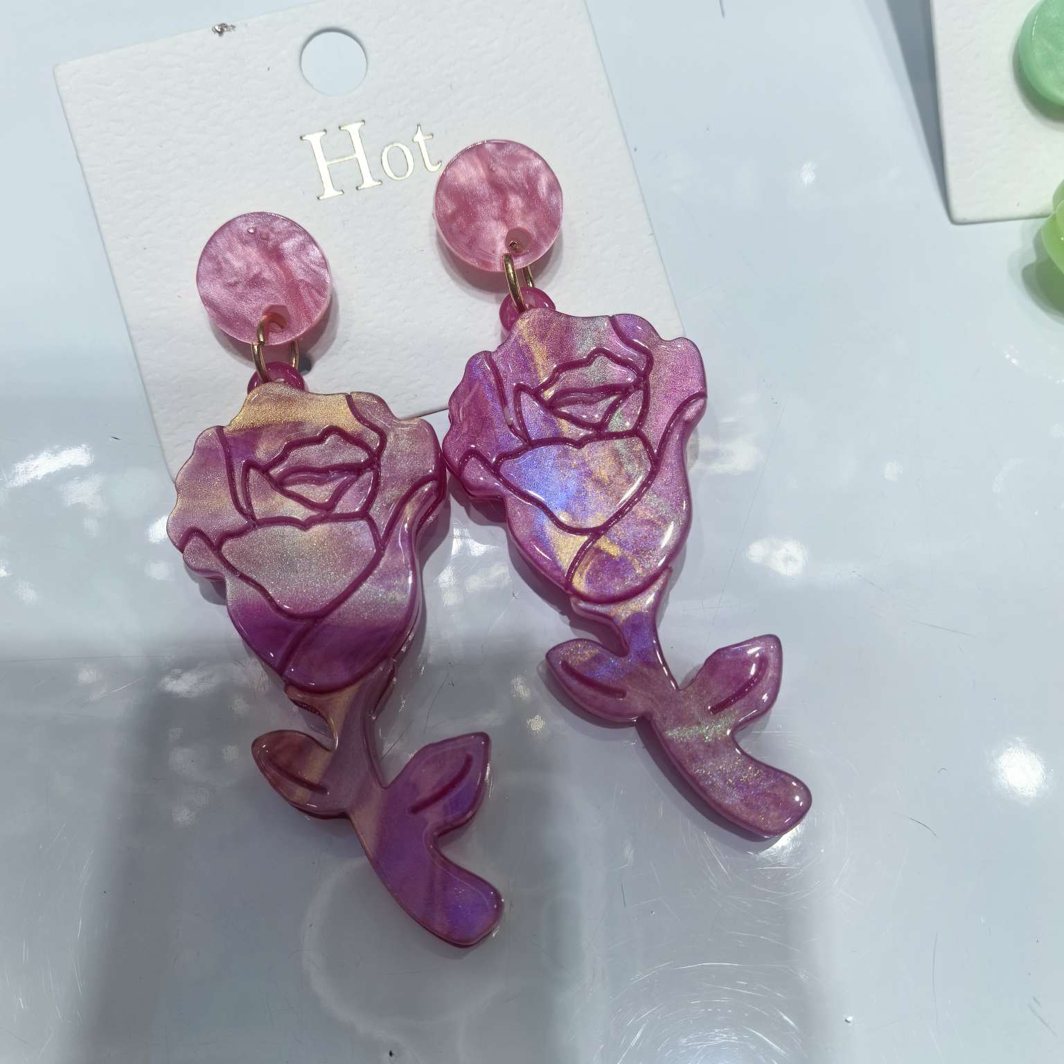 Flower ear studs, acrylic jewelry, sweet earrings, fashionable and simple, elegant ear studs, versatile girls' accessories, acrylic jewelry earrings, ear studs detail image 3