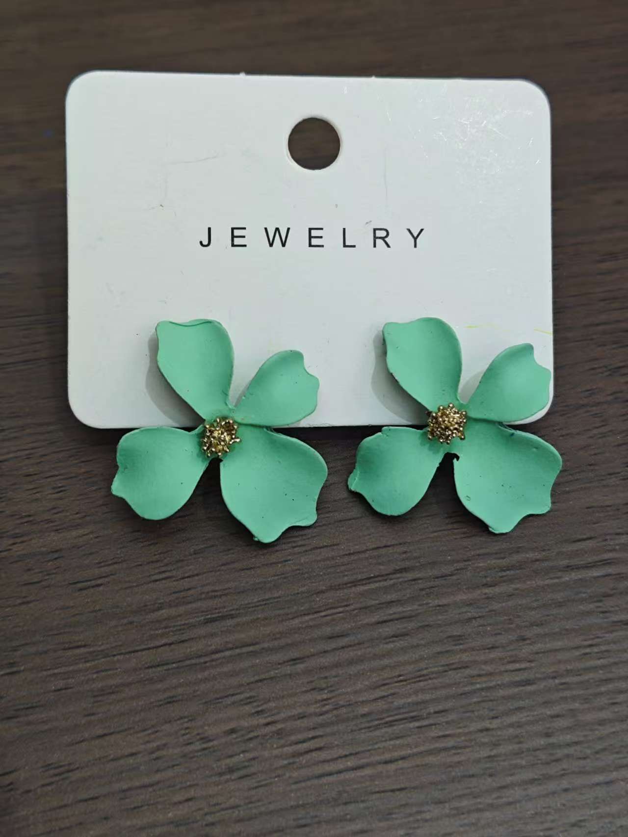 花朵绿色耳环时尚简约耳饰 精致百搭饰品 个性设计潮流耳环产品图