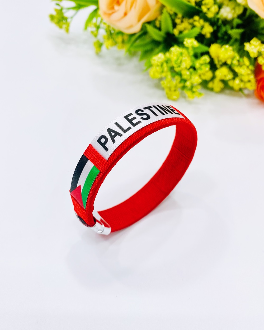 巴勒斯坦PALESTINE国旗图案国旗色编织手环大型集会活动C型手镯详情3
