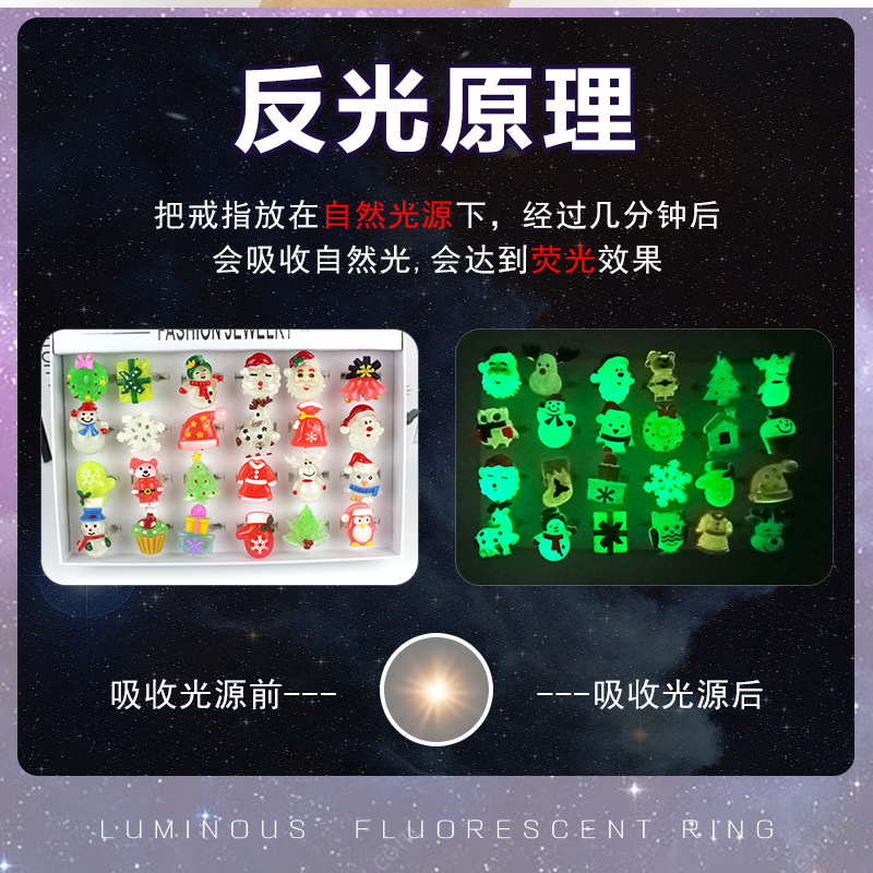 新款树脂儿童圣诞节LED灯发光戒指夜光手指灯玩具圣诞戒指灯批发 戒指详情图3