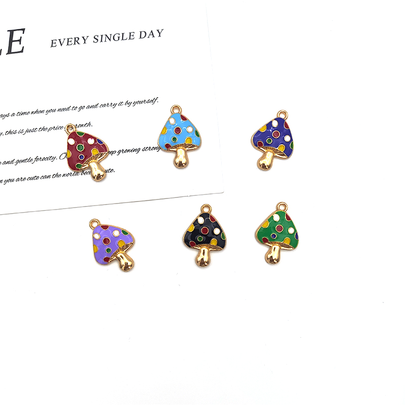 新款多色蘑菇合金配件 立体小蘑菇彩色配件diy