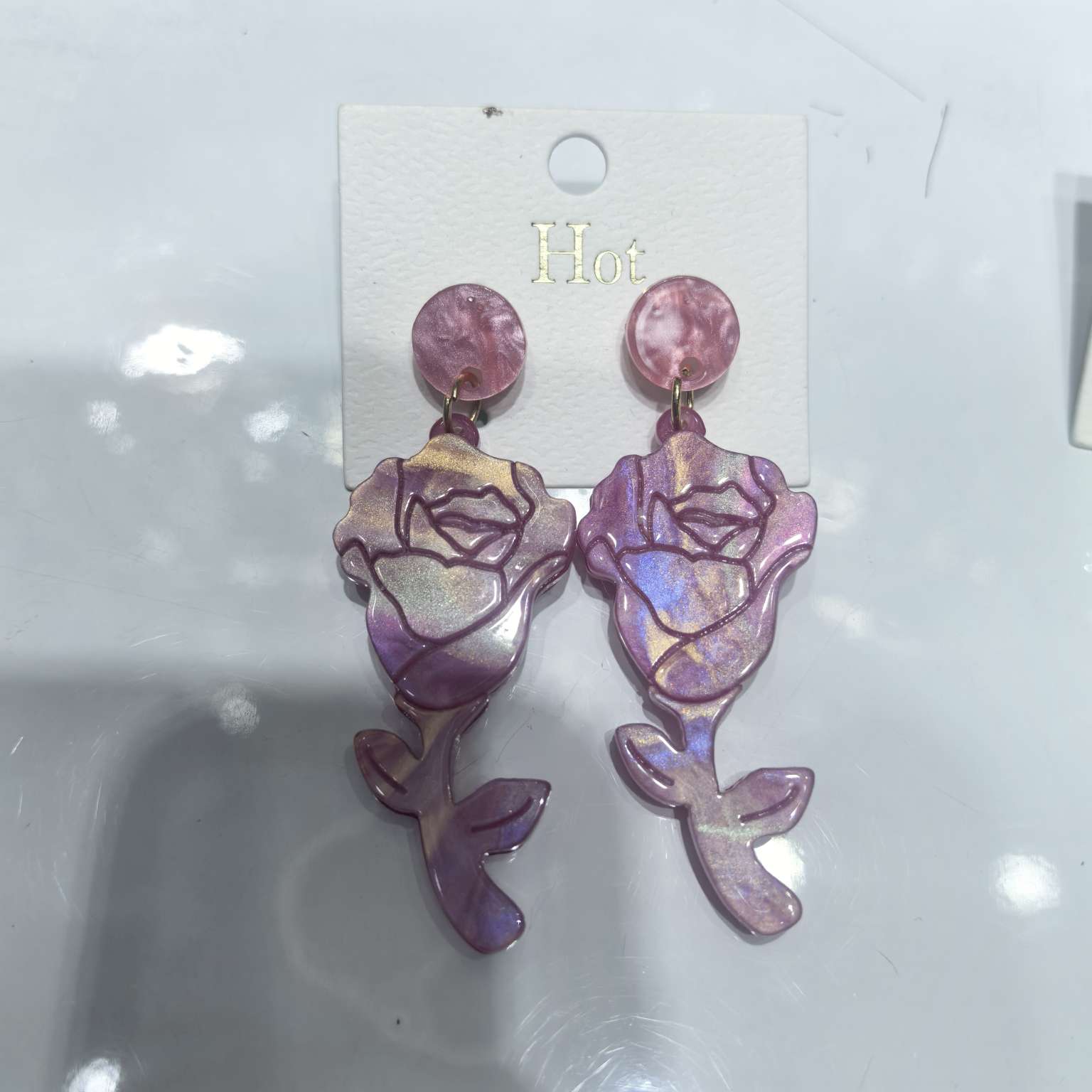Flower ear studs, acrylic jewelry, sweet earrings, fashionable and simple, elegant ear studs, versatile girls' accessories, acrylic jewelry earrings, ear studs Specification image