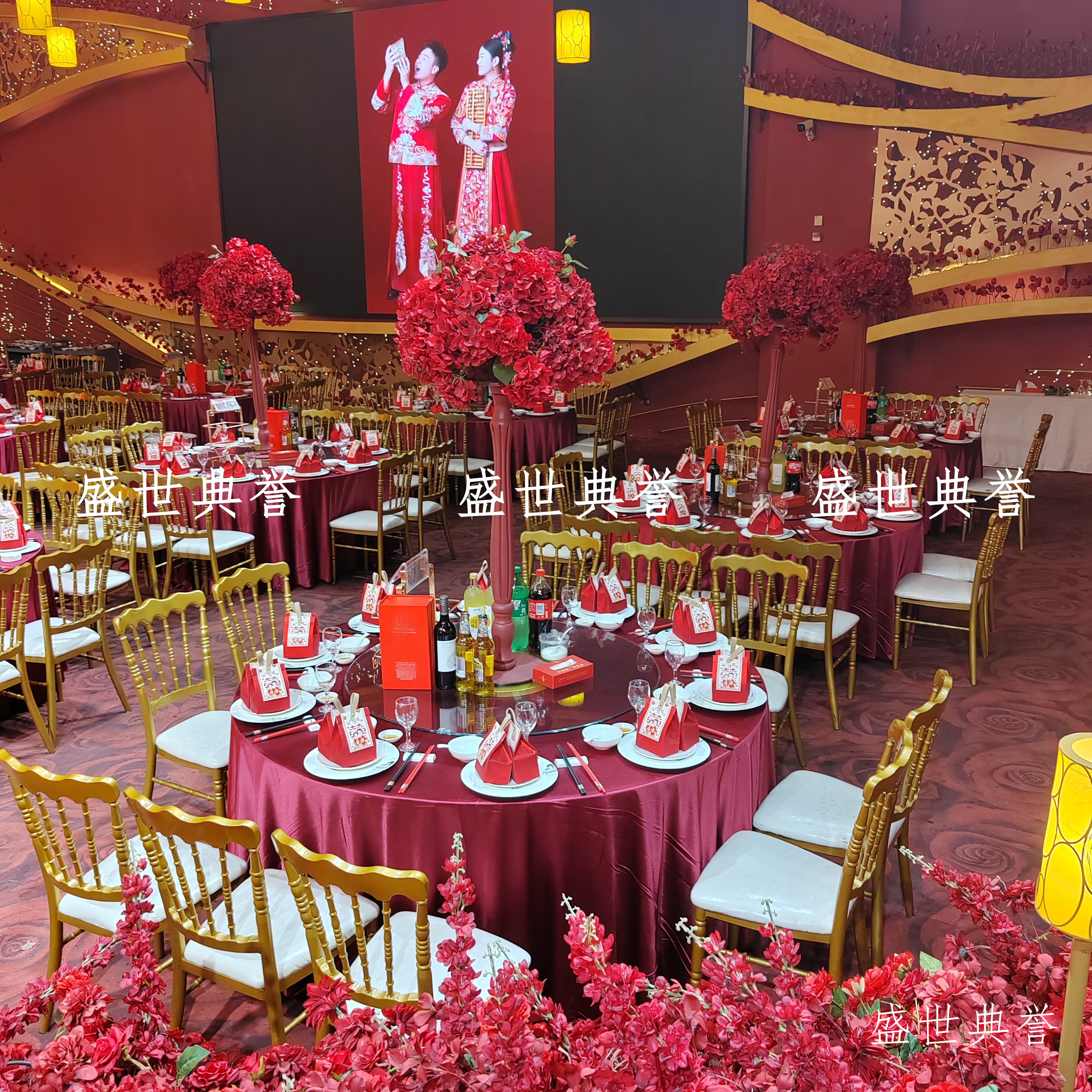 绍兴国际宴会中心餐桌椅酒店宴会厅餐椅家具主题婚宴竹节椅古堡椅