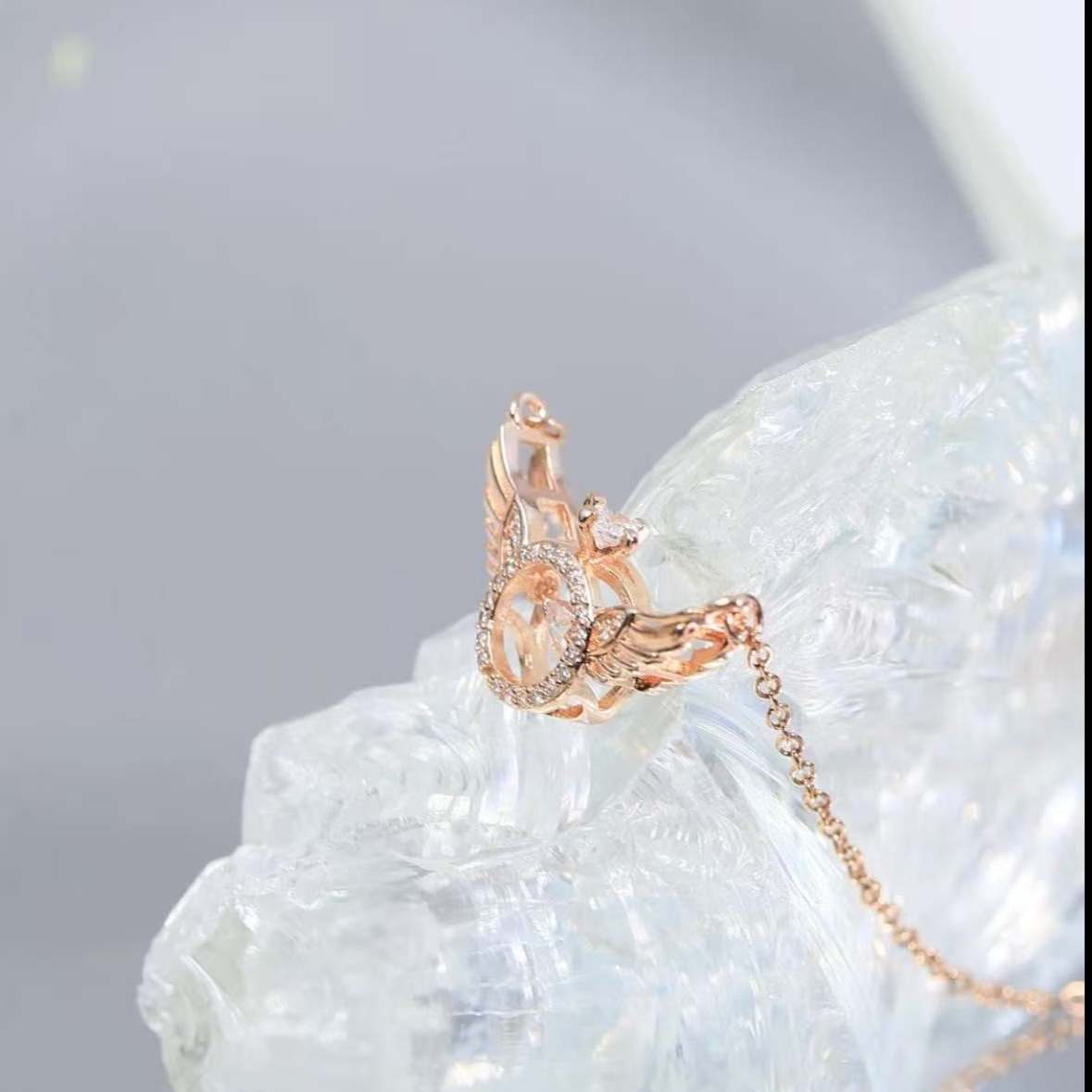 天使翅膀吊坠S925纯银创意戒指项链女纯银复古个性潮女友生日礼物 