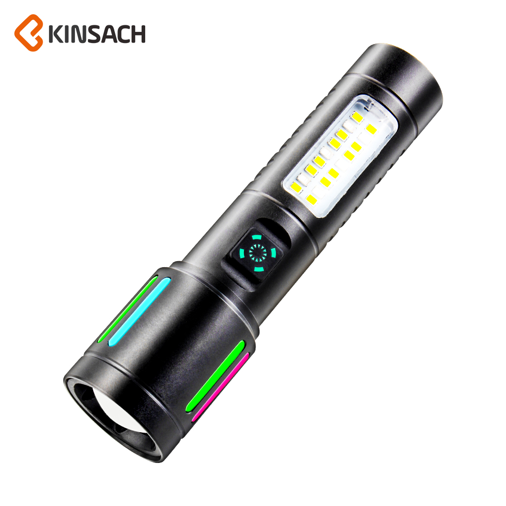 KINSACH星之源TYPE-C充电白激光+贴片铝合金手电筒