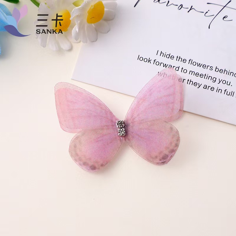 diy mesh butterfly accessories, accessories, headwear, clothing, handcrafted double-layer mesh flower pieces, light gauze simulation wings Item Picture