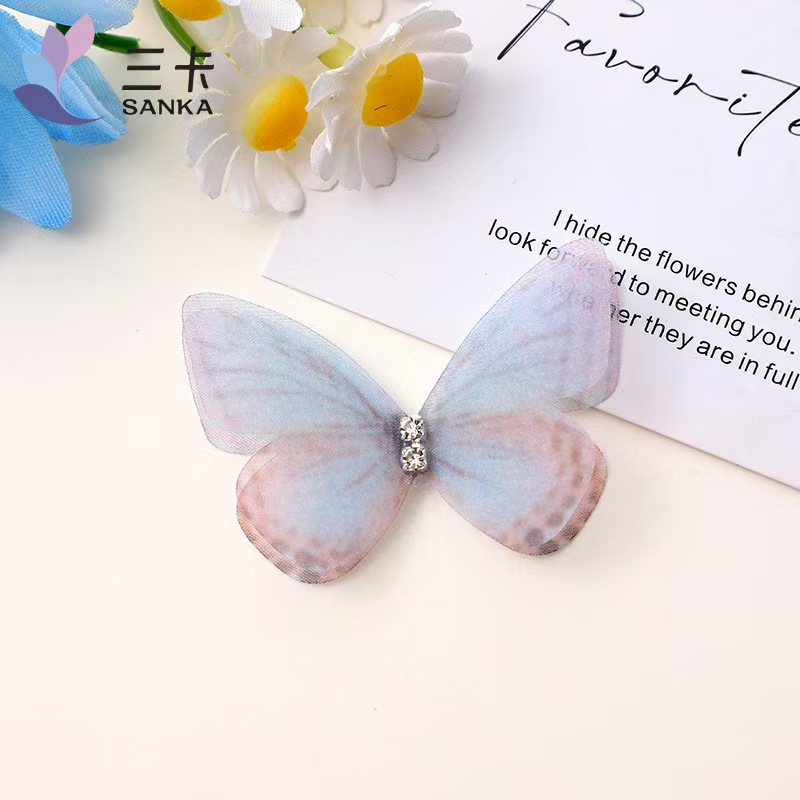 diy mesh butterfly accessories, accessories, headwear, clothing, handcrafted double-layer mesh flower pieces, light gauze simulation wings Specification image