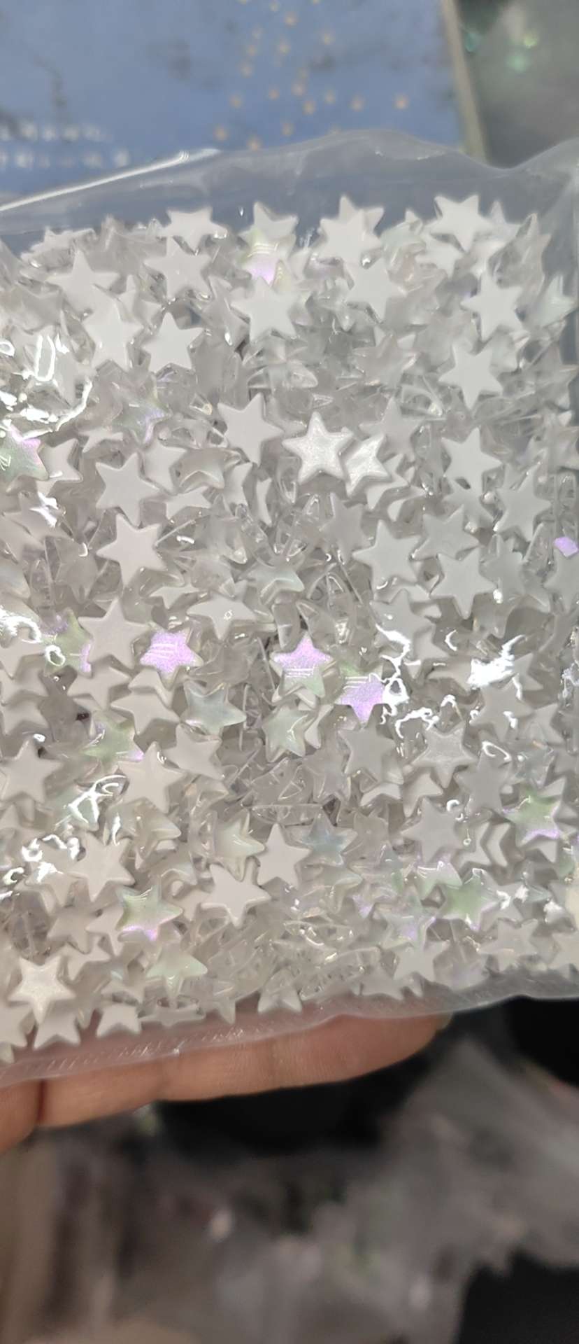 10mm新款细闪五角星白摩卡美甲装饰配件材料产品图