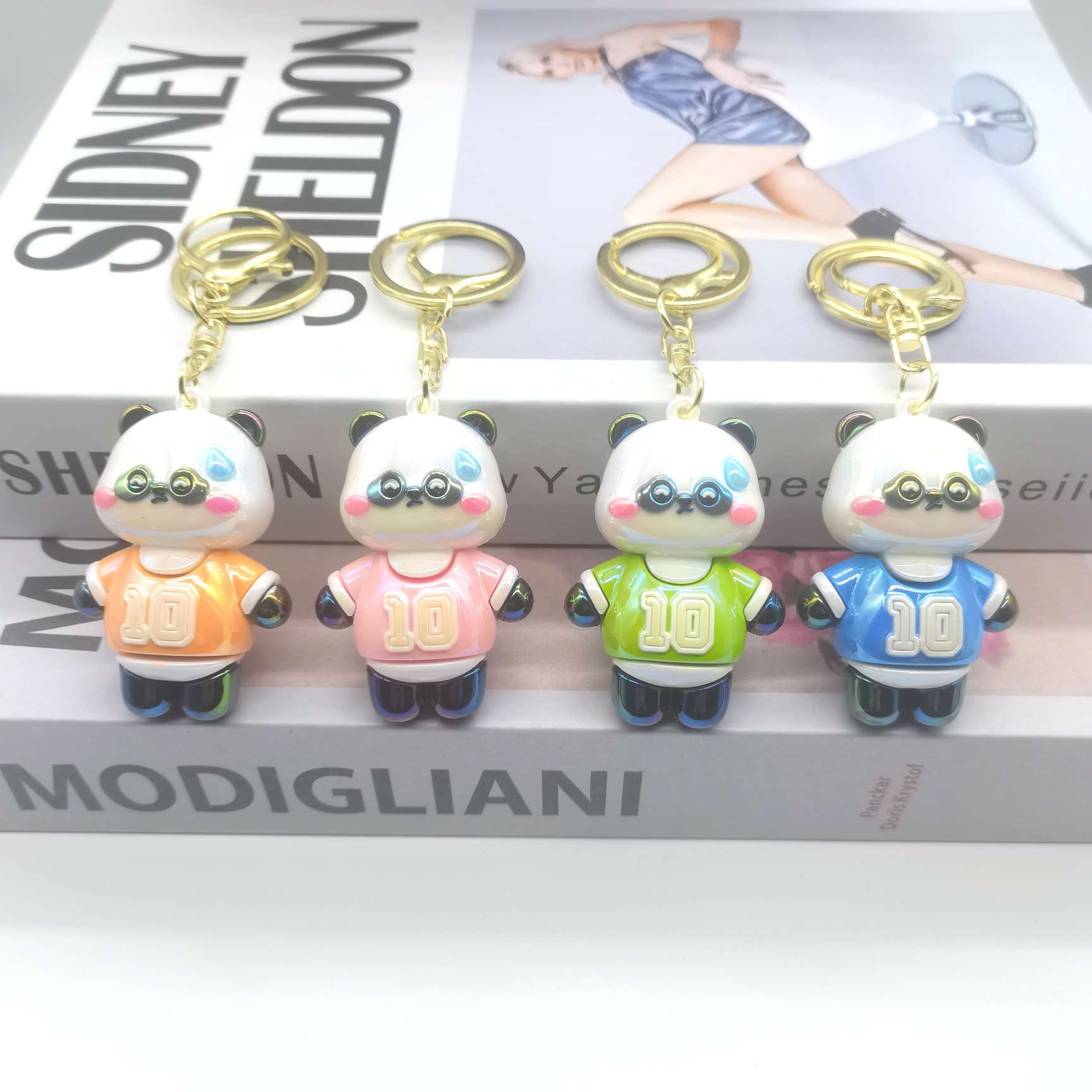 新款镀UV熊猫钥匙扣公仔创意工艺品礼品包包汽车钥匙扣