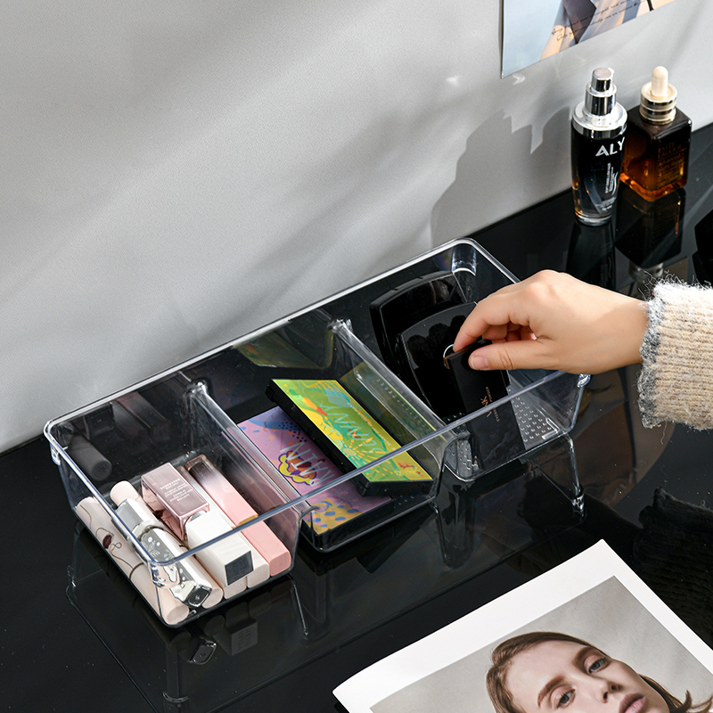 Factory direct sales MF645-1103 storage box, transparent storage box, cosmetic storage box, three-compartment storage box details Picture