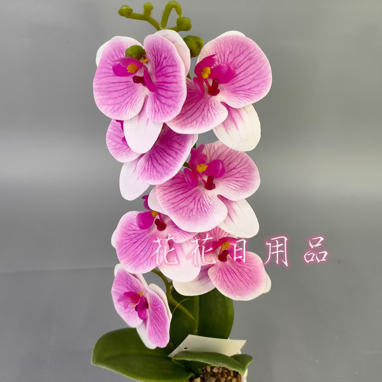 Artificial flower, fake flower bonsai, plastic pot, long-stemmed Phalaenopsis, decorative ornaments Item Picture