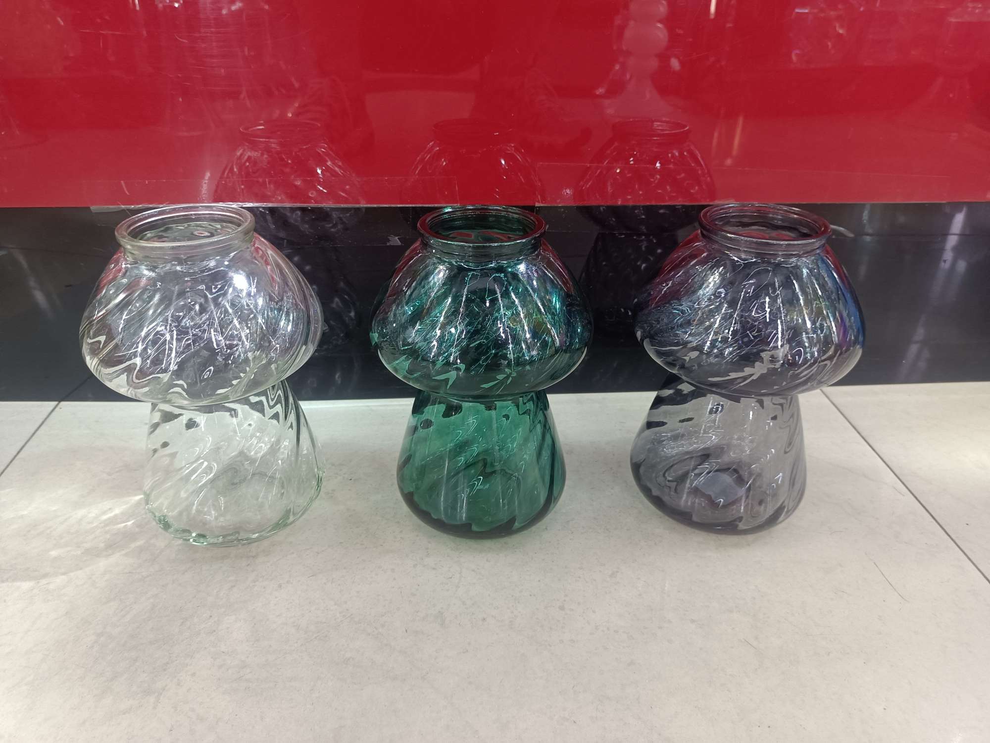Colored mushroom glass bottle