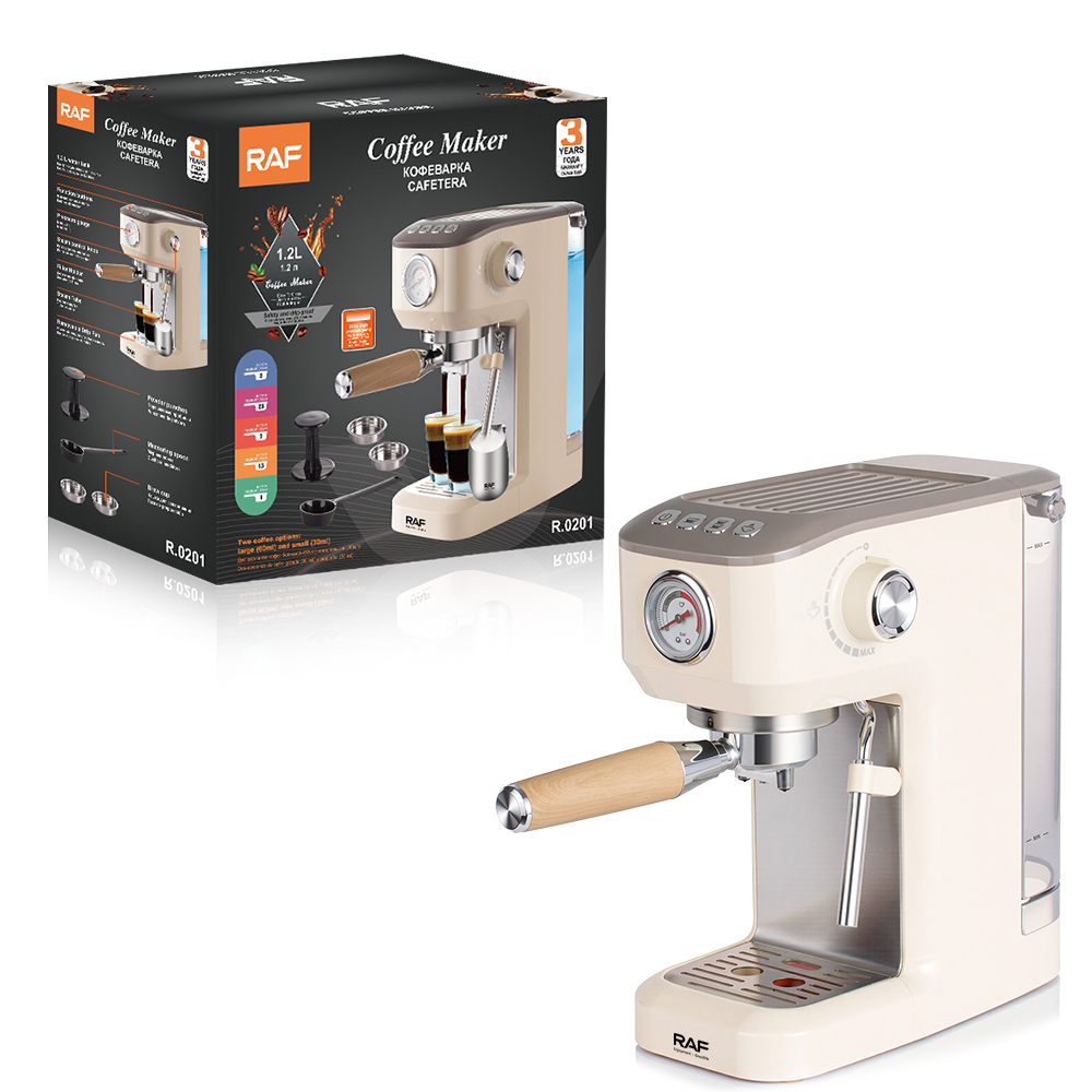 RAF European semi-automatic coffee machine, double pressure gauge for espresso, cold and hot extraction, milk foam and steam integrated coffee machine pic 4
