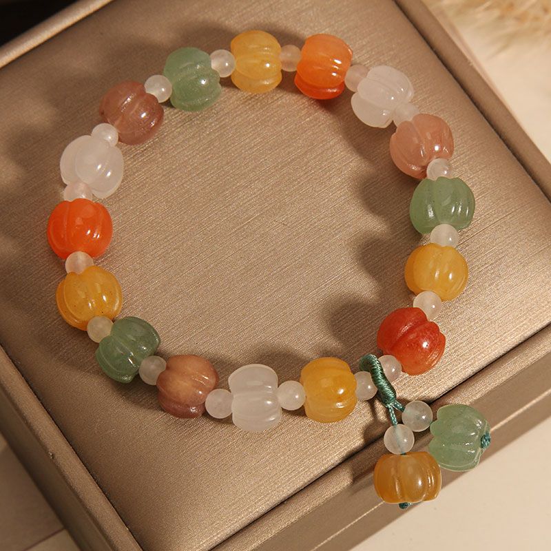 天然金丝玉南瓜珠女夏轻奢手链闺蜜彩玉石多宝串礼手链手链