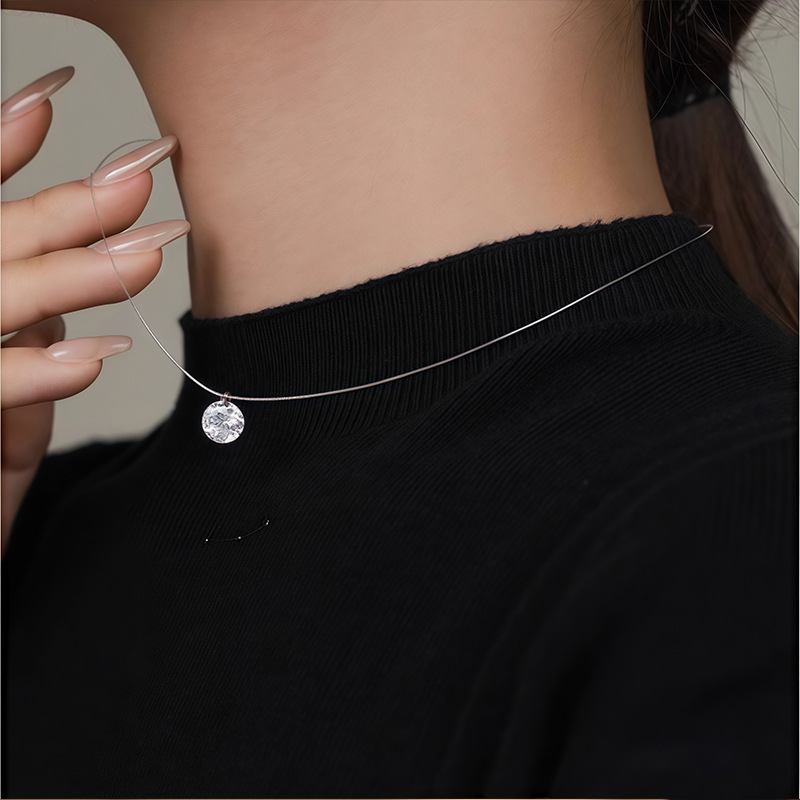 旭晖品牌人鱼之泪项链女轻奢高级闪钻吊坠锁骨链法式气质爆款项链送女友项链
