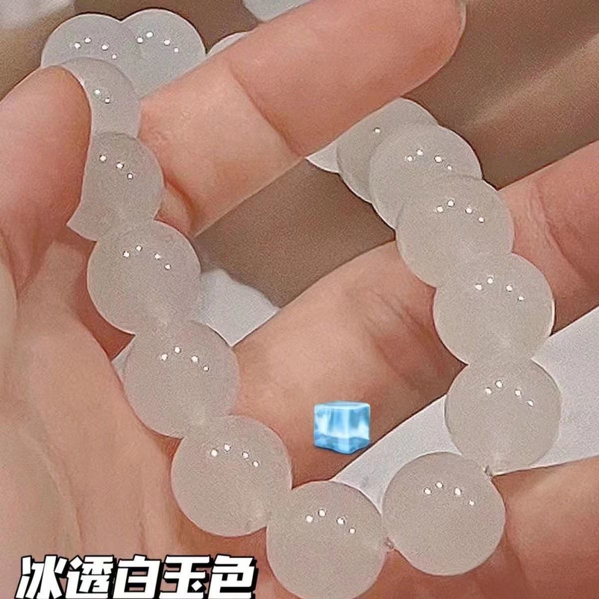人造仿白紫黄水晶貔貅手链10-12mm玻璃手串男黑曜石白色水晶首饰水晶饰品