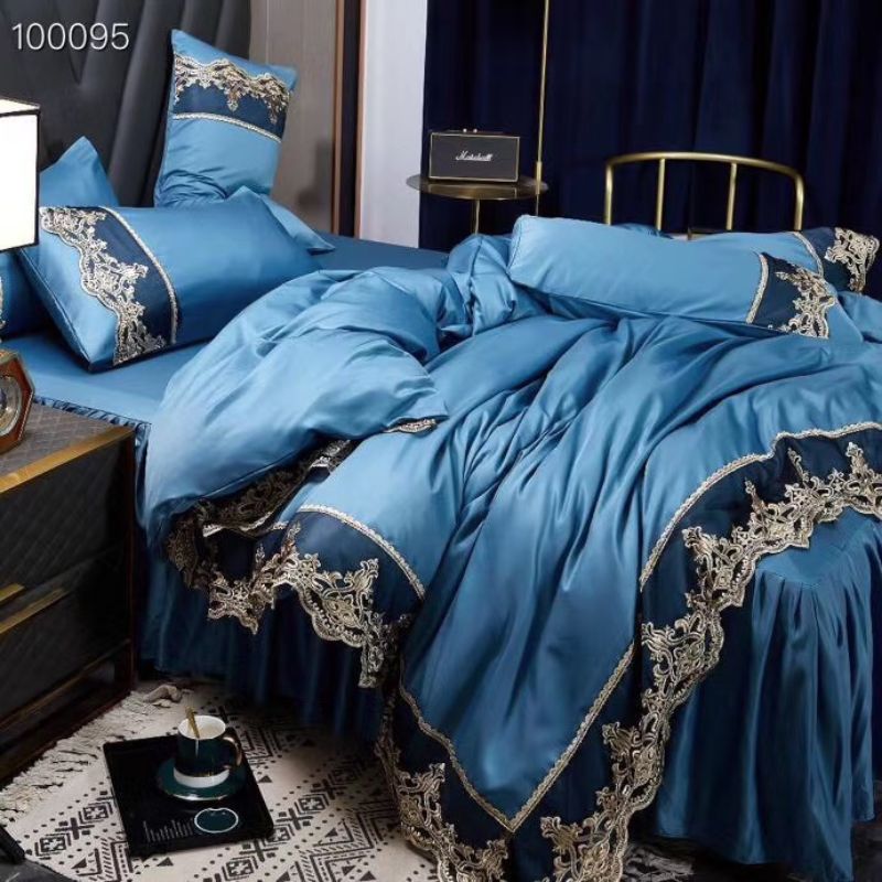 厂家直销双面水洗真丝床裙四件套系列外贸批发