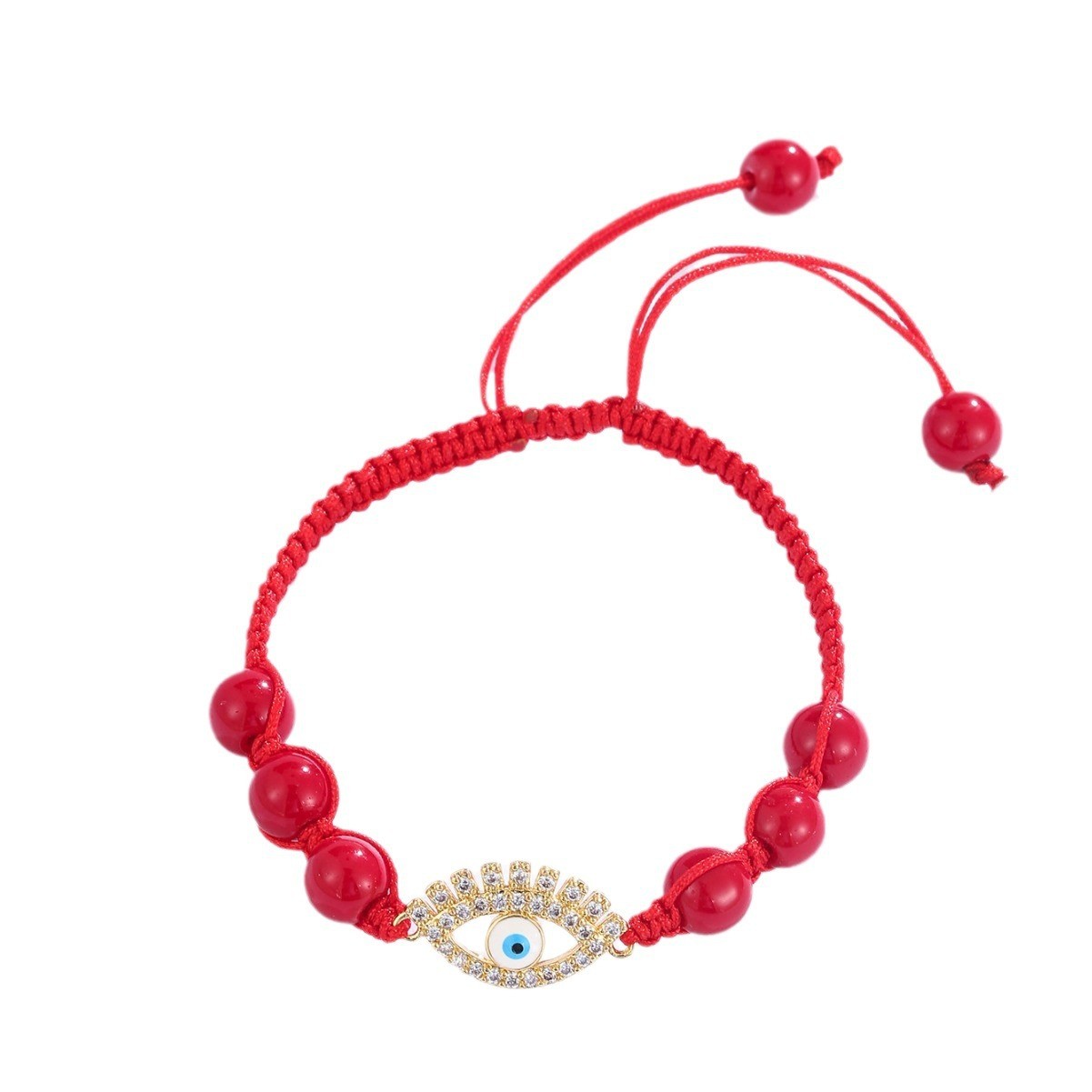时尚复古设计手环时尚恶魔之眼手链女手工编织眼睛蜡绳可调节手绳细节图