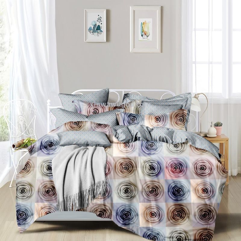 联系选花色四件套床上用品批发款式多多外贸批发