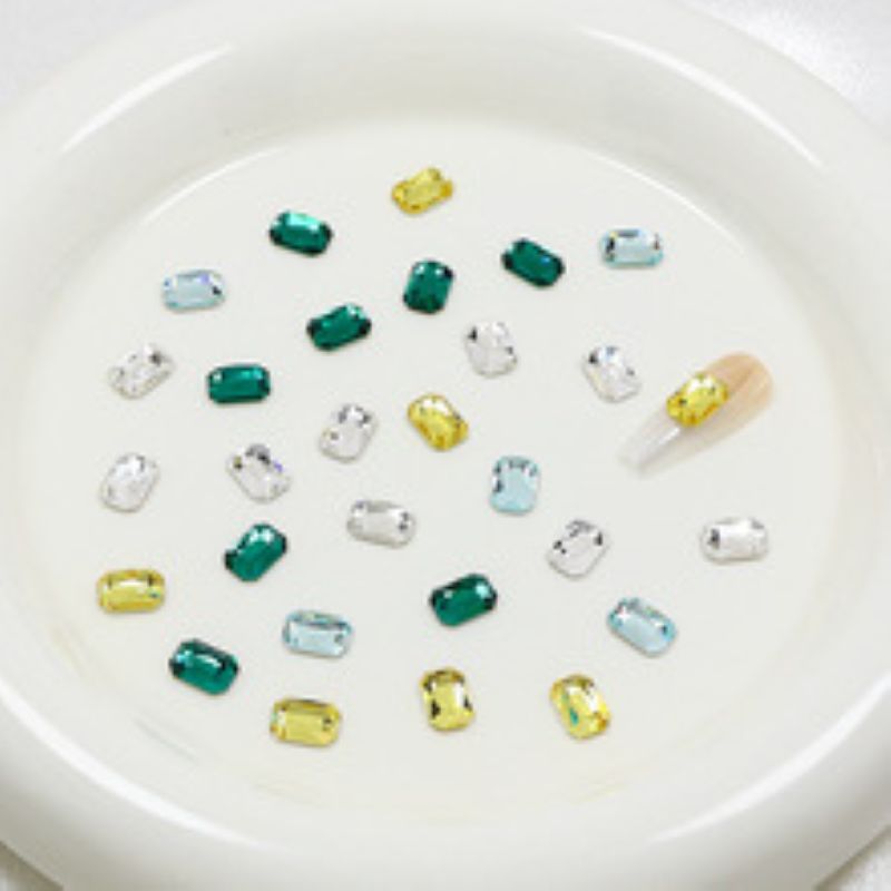 东洲水晶新平底长八角8*5.5倒边钻K9短甲方钻美甲饰品装饰华子切