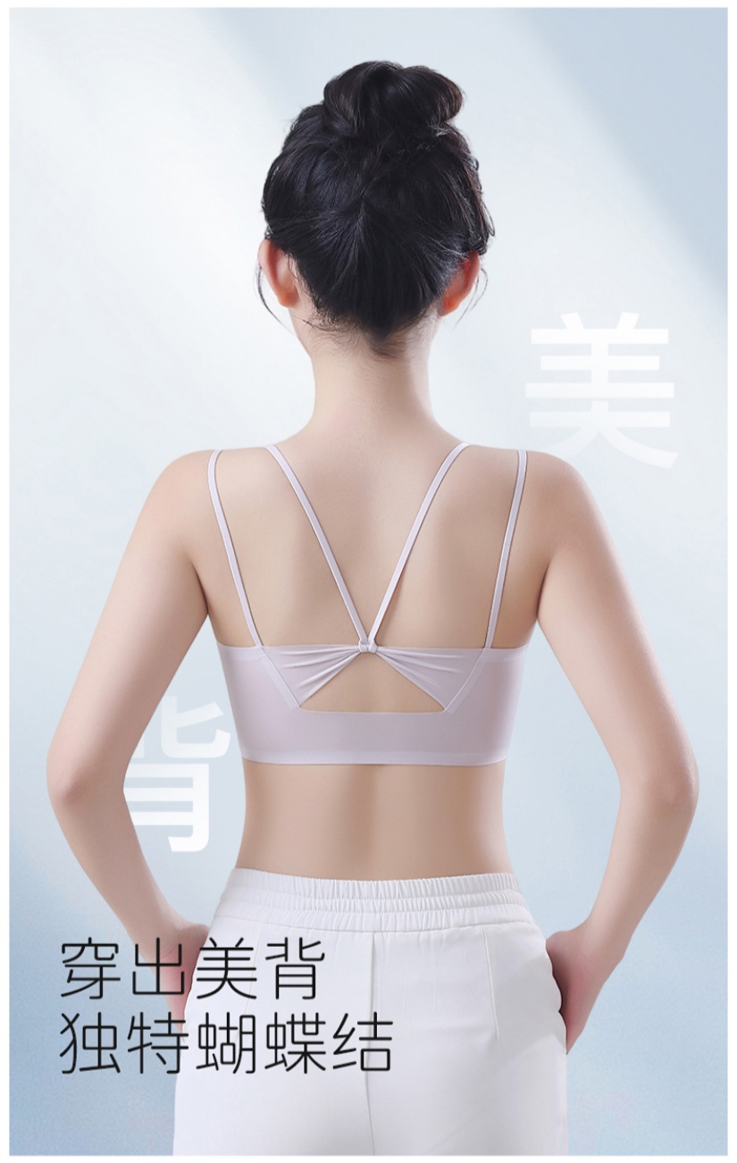 Seamless thin shoulder strap ice silk beautiful back underwear, summer thin large chest to show small chest, bow vest style bra Application Scenario