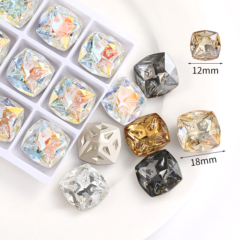 尚莉长方八角高端高品质网红显白美甲K9异形水晶饰品发饰钻饰diy详情3