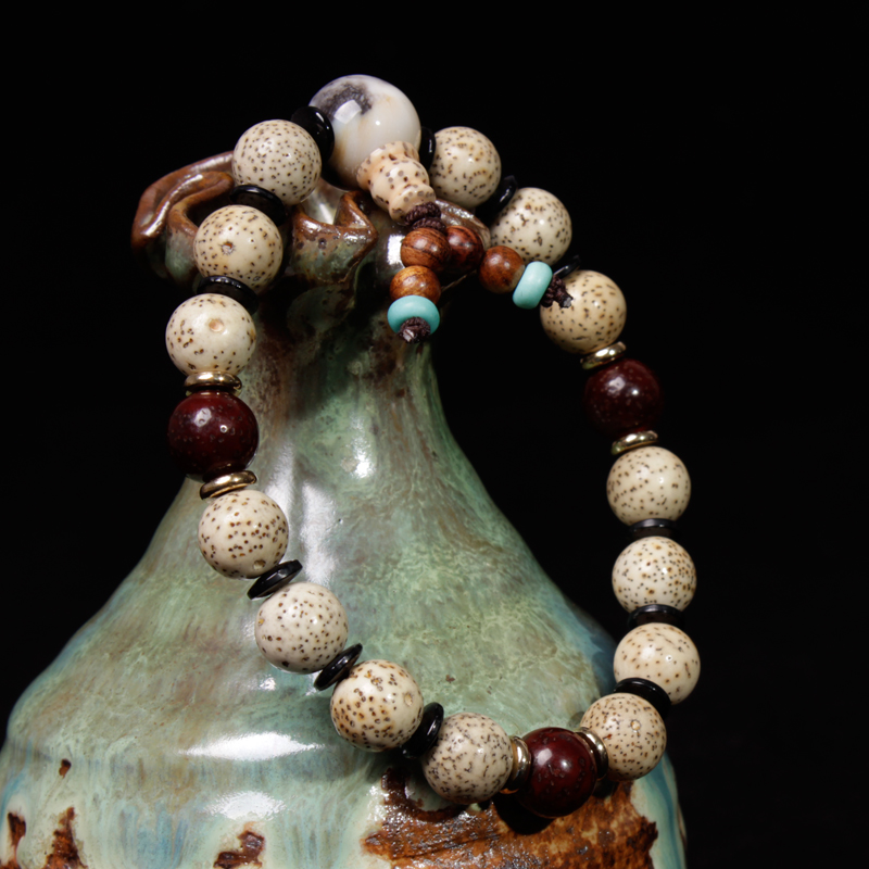 星月菩提圆珠8mm隔椰壳片紫檀女款手串